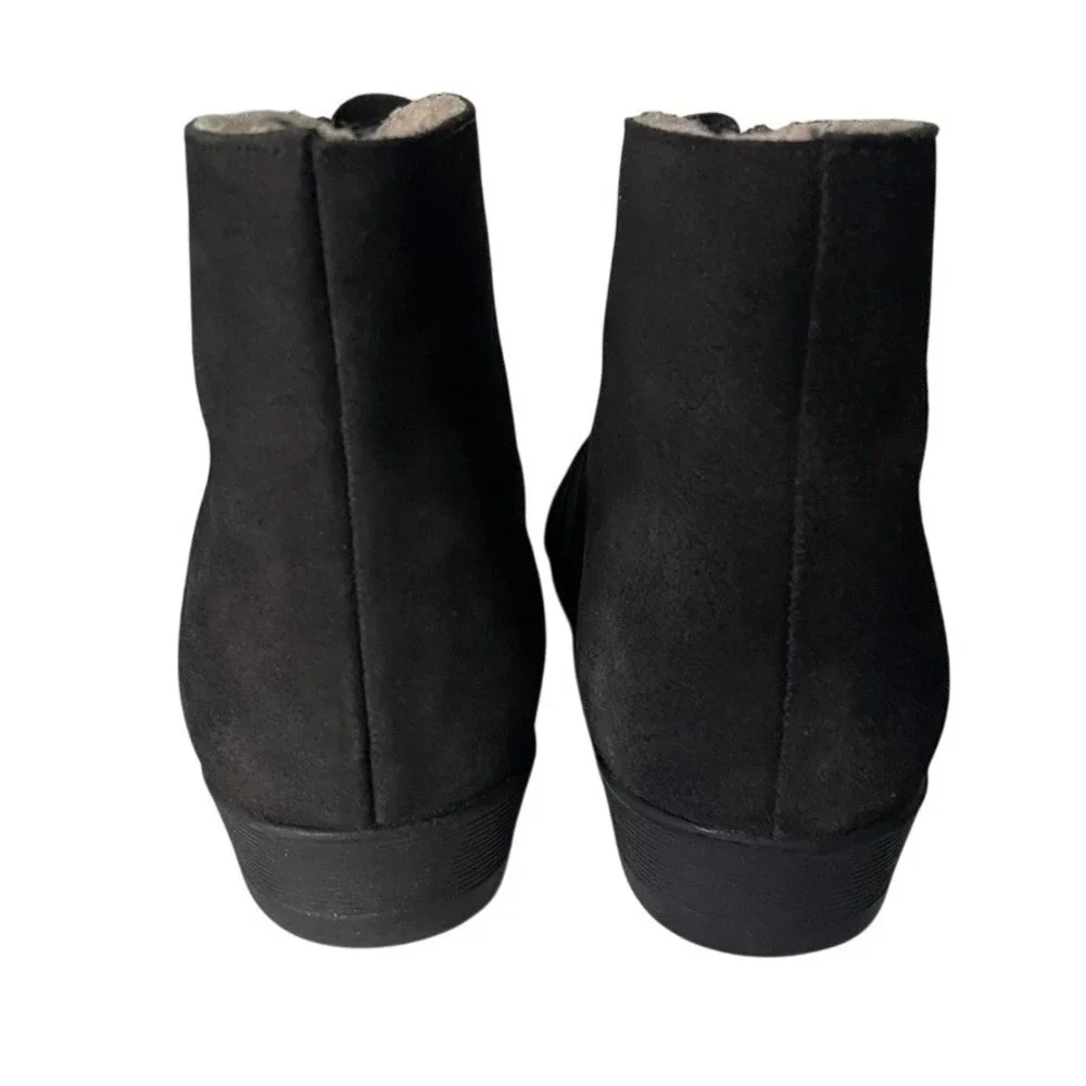 Airstep Women's Black Faux Suede Shearling Lined Wedge Ankle Zip Boots Size 9.5W